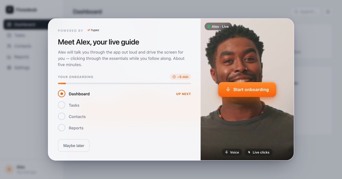 Onboarding Agent guiding a new user through a product, representing where trial users drop off before converting